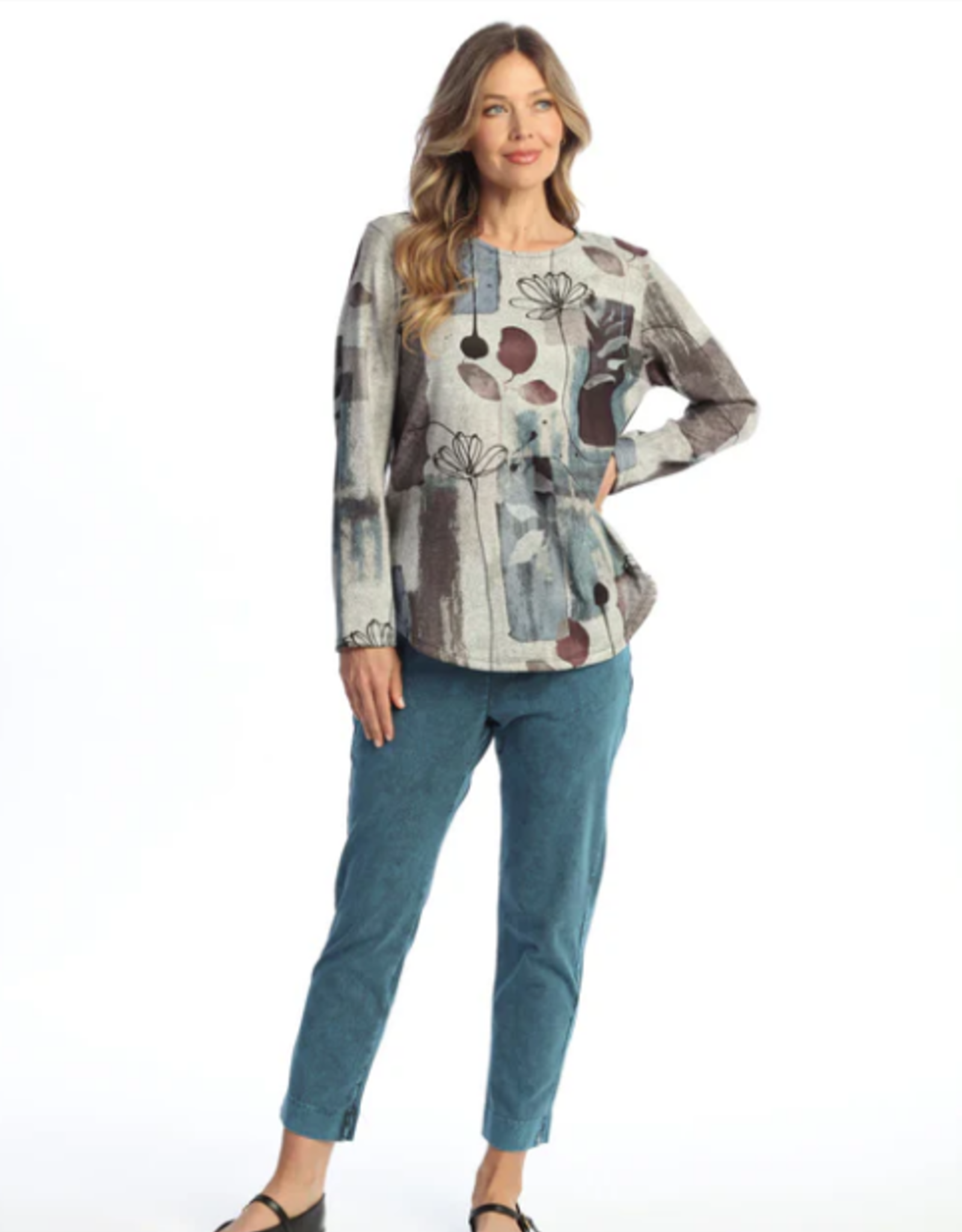 Jess & Jane Jess & Jane Multi Aurelia Side-Slit Tunic Top W/Front Seam