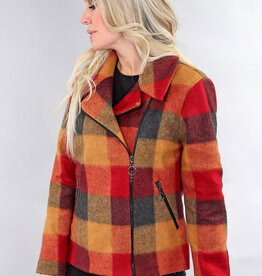 Picadilly Michael Tyler 5939 Gold Plaid L/S Xip Front Short Coat HS