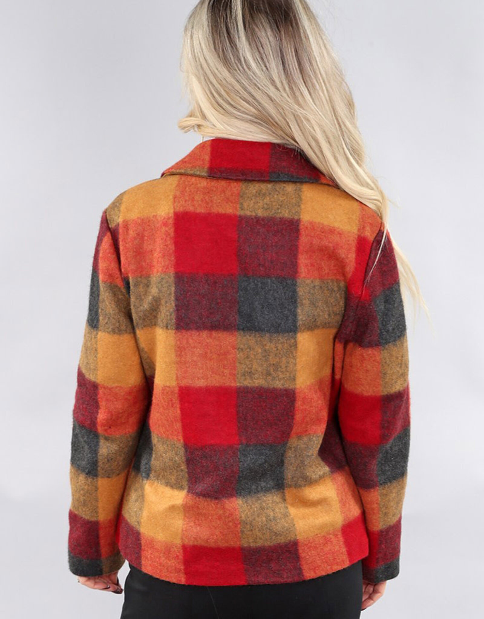 Picadilly Michael Tyler 5939 Gold Plaid L/S Xip Front Short Coat HS