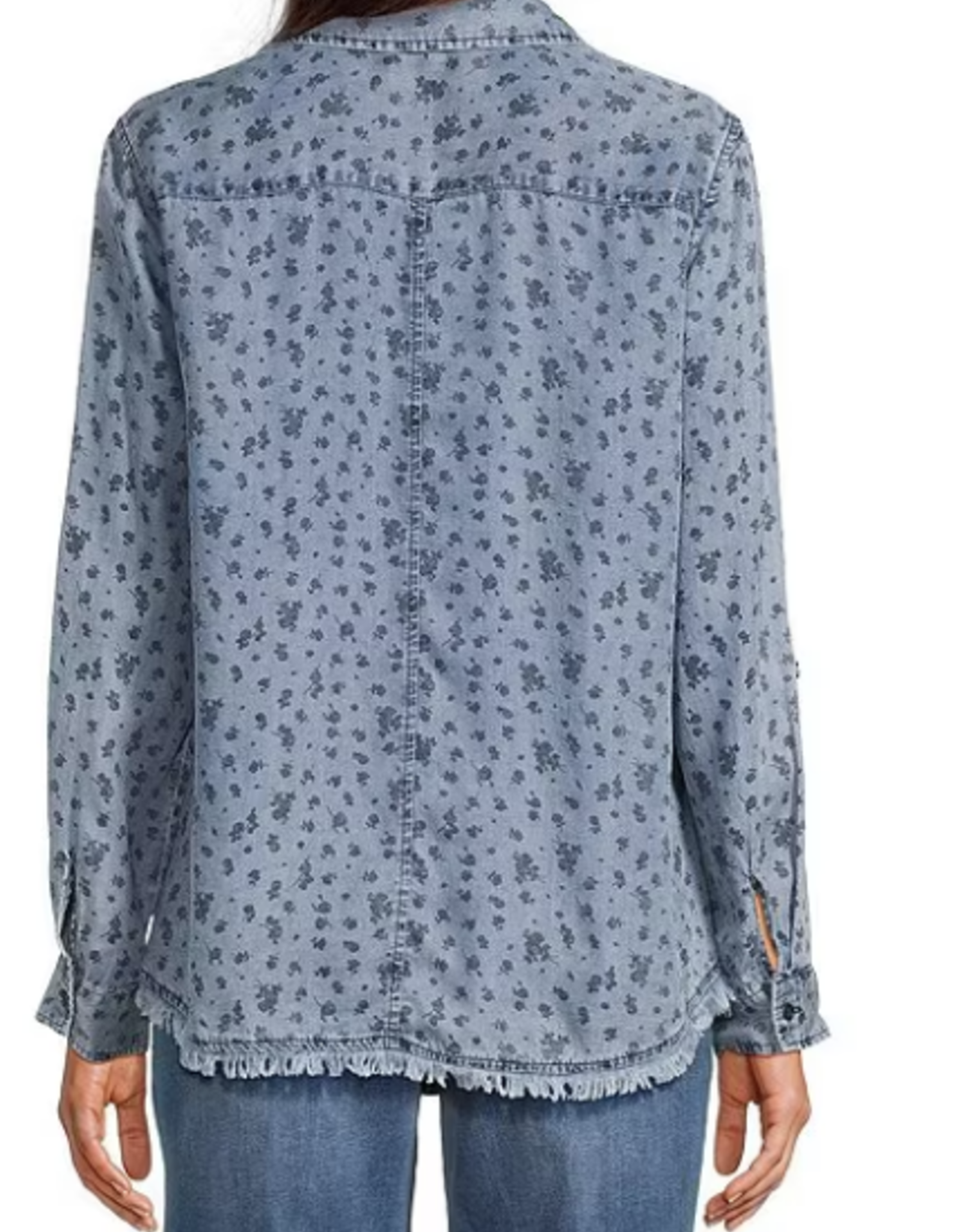 Tru Luxe Tru Luxe  Chambray Shadow Pocket Button Top AS