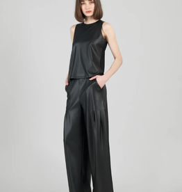Clara Sun Woo Clara Sun Woo Black Liquid Leather High Scoop Modern Tank LS