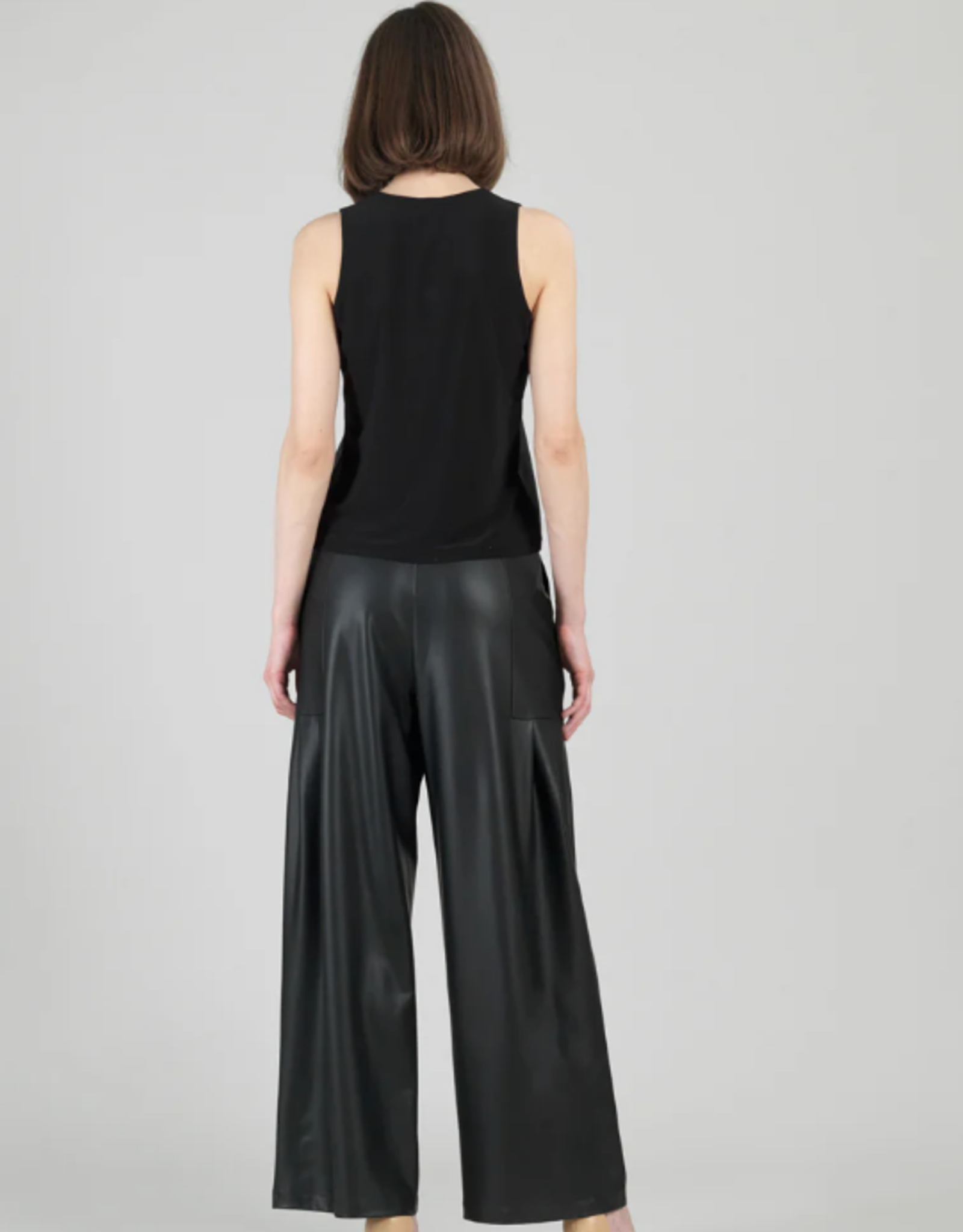 Clara Sun Woo Clara Sun Woo Black Liquid Leather High Scoop Modern Tank LS