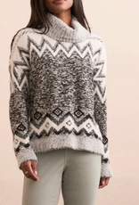 Tribal Tribal M Black T-Neck Intarsia Sweater CS