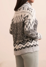 Tribal Tribal M Black T-Neck Intarsia Sweater CS