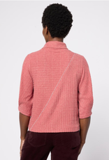 Democracy Democracy Heather Baked Apple Pleated Elbow Slv Mock Neck Knit Top LB