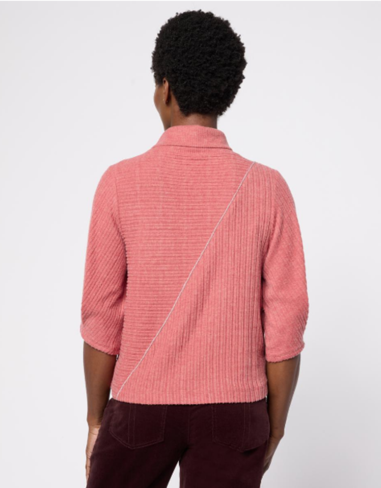 Democracy Democracy Heather Baked Apple Pleated Elbow Slv Mock Neck Knit Top LB