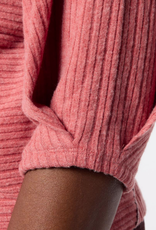 Democracy Democracy Heather Baked Apple Pleated Elbow Slv Mock Neck Knit Top LB