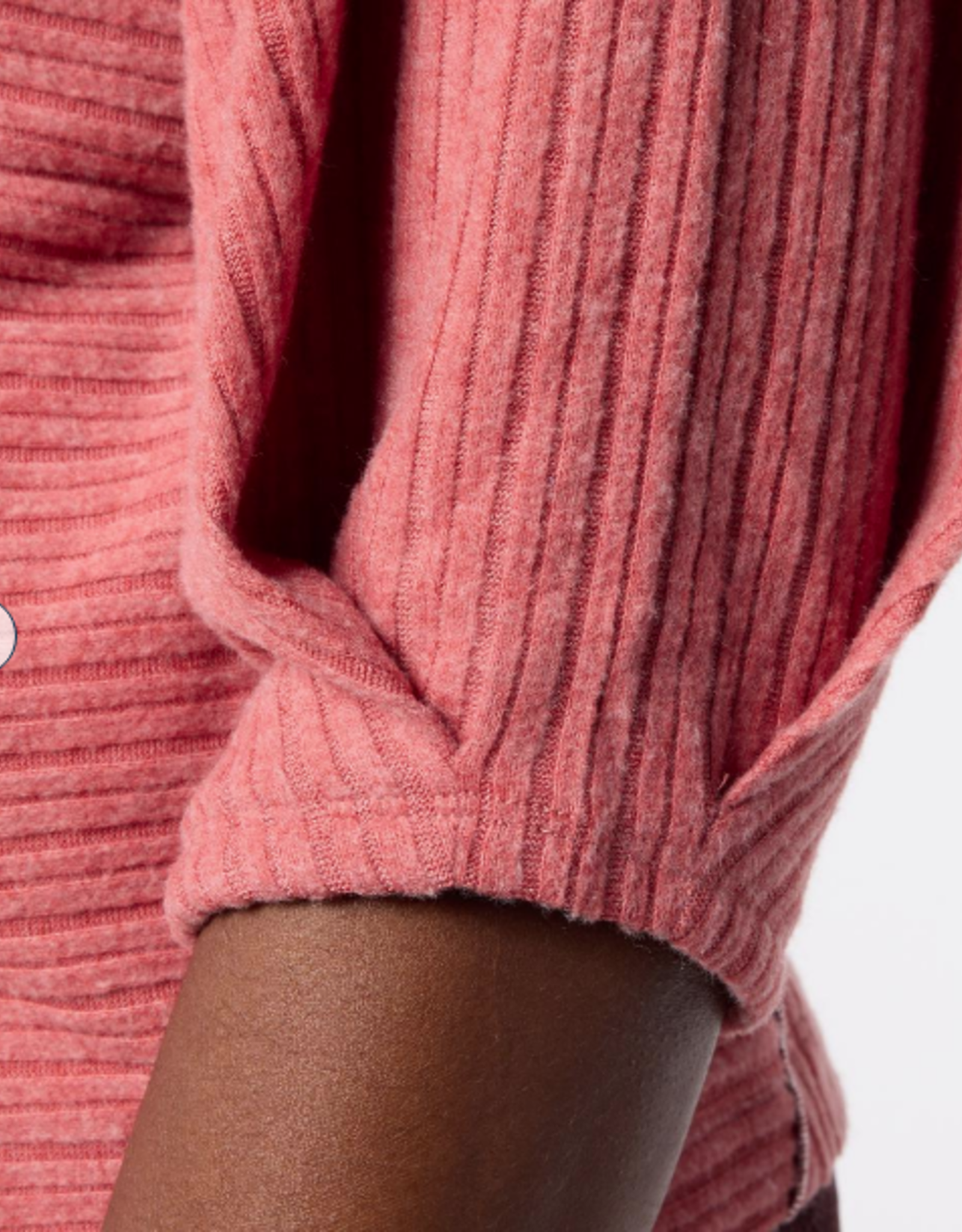 Democracy Democracy Heather Baked Apple Pleated Elbow Slv Mock Neck Knit Top LB