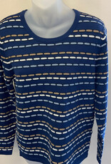 Sunday Sunday Navy Dashed Color Stripe L/S Knit Sweater Top
