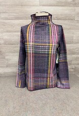 Trisha Tyler Trisha Tyler Purple Reversible Plaid Mock Neck Top AH