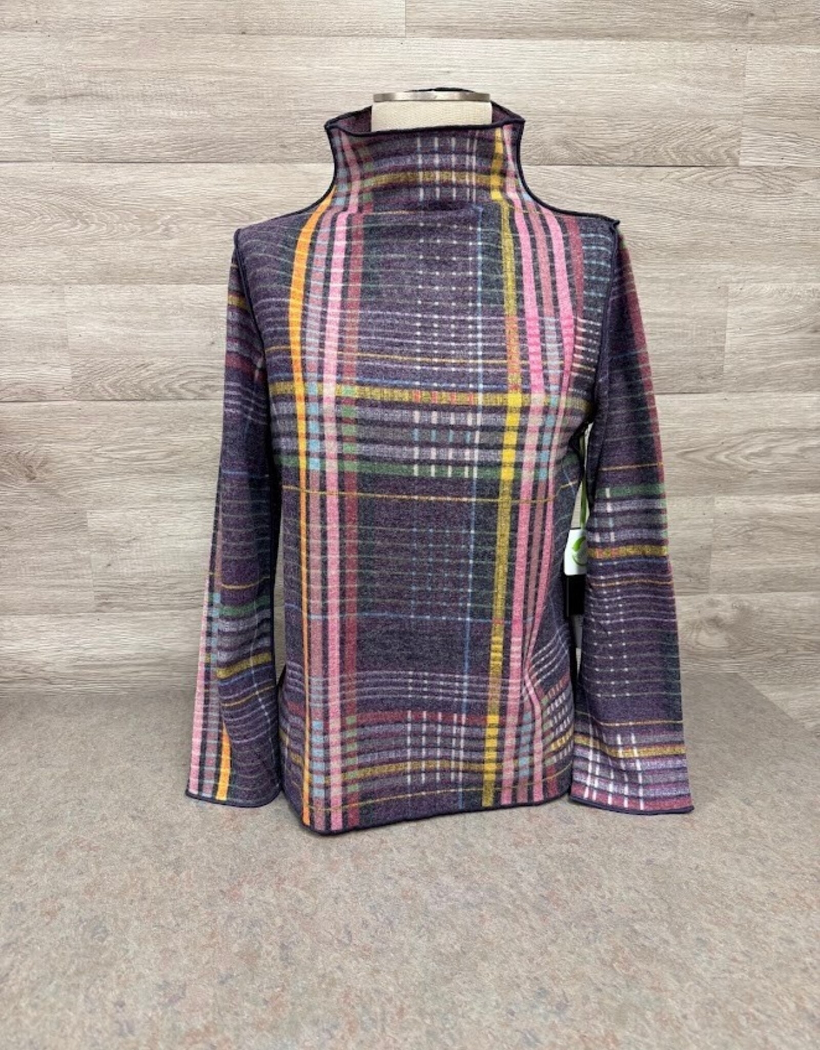 Trisha Tyler Trisha Tyler Purple Reversible Plaid Mock Neck Top AH