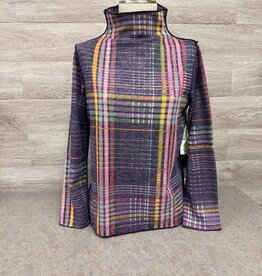 Trisha Tyler Trisha Tyler Purple Reversible Plaid Mock Neck Top AH