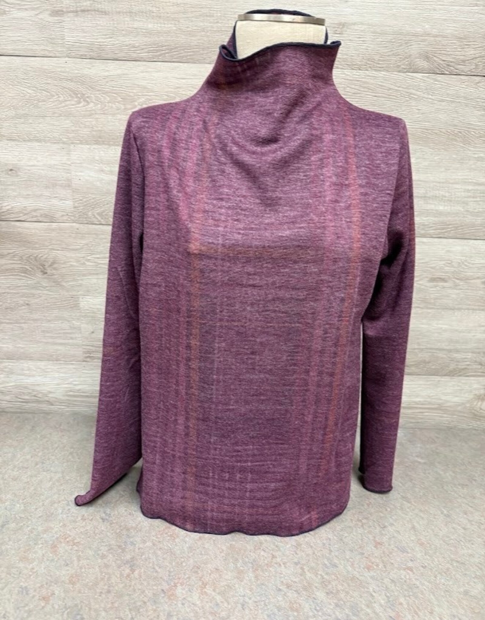 Trisha Tyler Trisha Tyler Purple Reversible Plaid Mock Neck Top AH