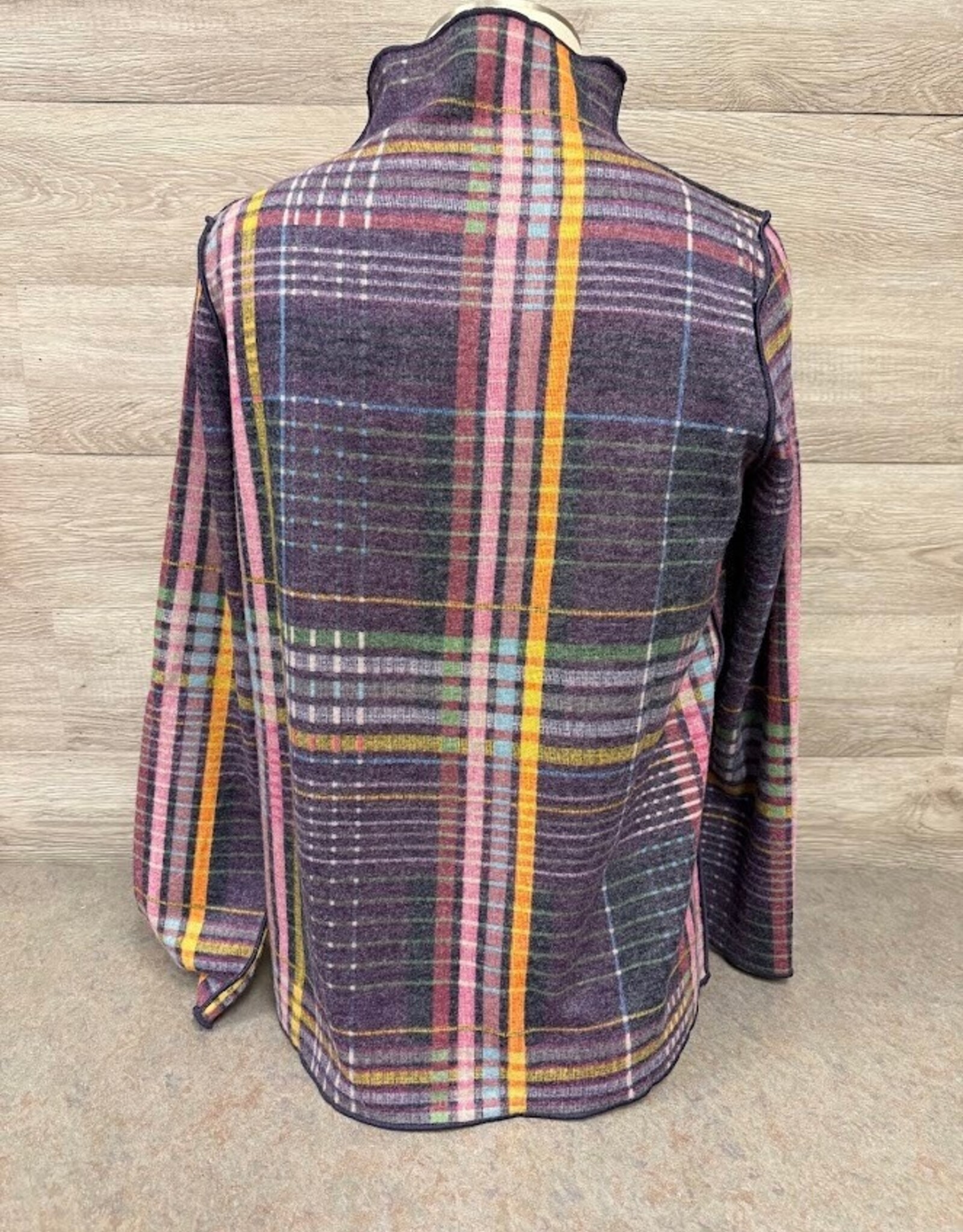 Trisha Tyler Trisha Tyler Purple Reversible Plaid Mock Neck Top AH