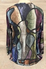 Jess & Jane Jess & Jane Multi Melody V-Neck Layered Hem Top AB