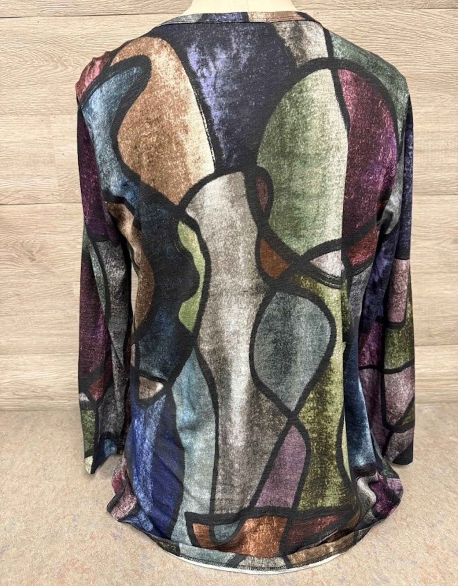 Jess & Jane Jess & Jane Multi Melody V-Neck Layered Hem Top AB