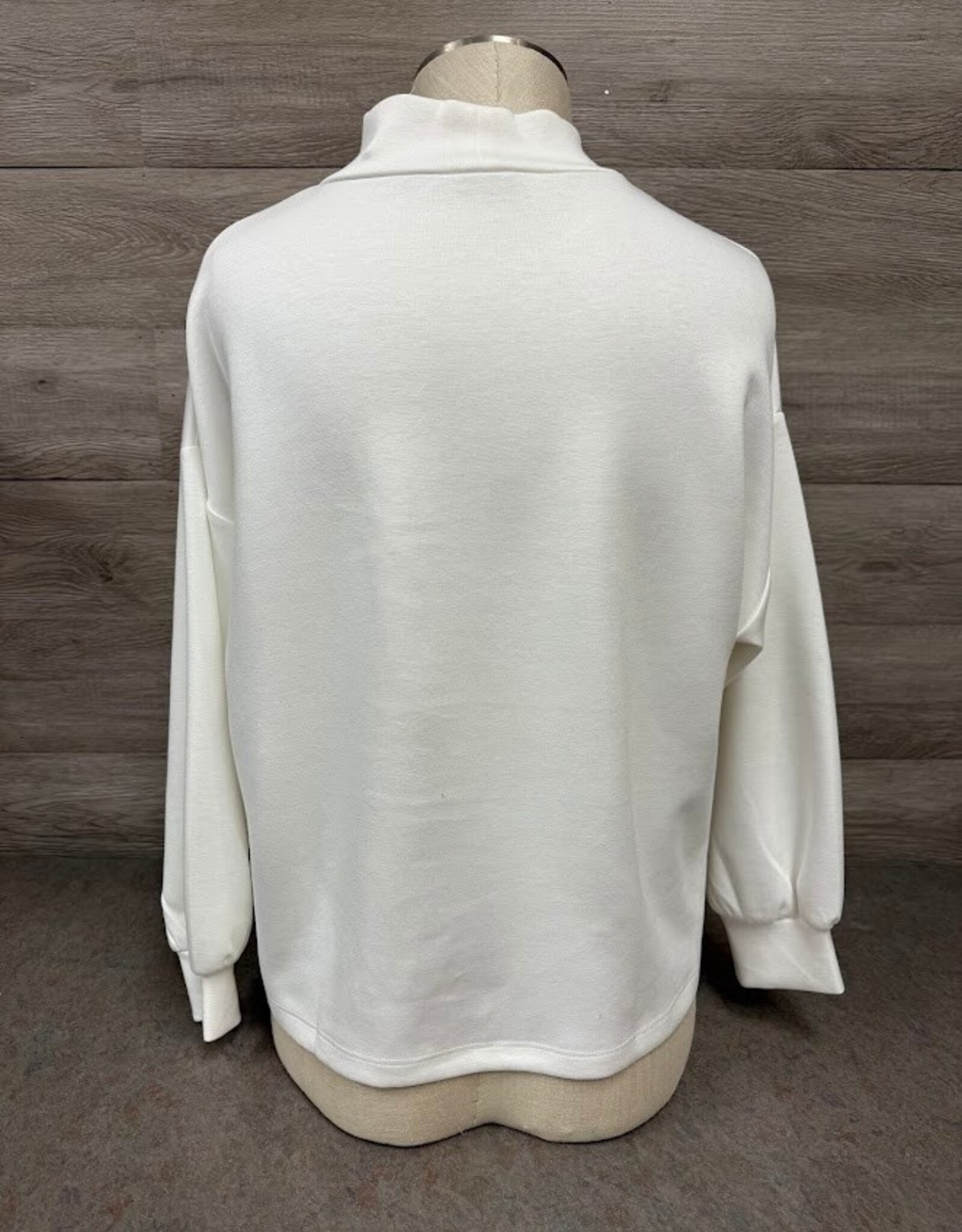 Picadilly Picadilly Off White Mock Neck Top