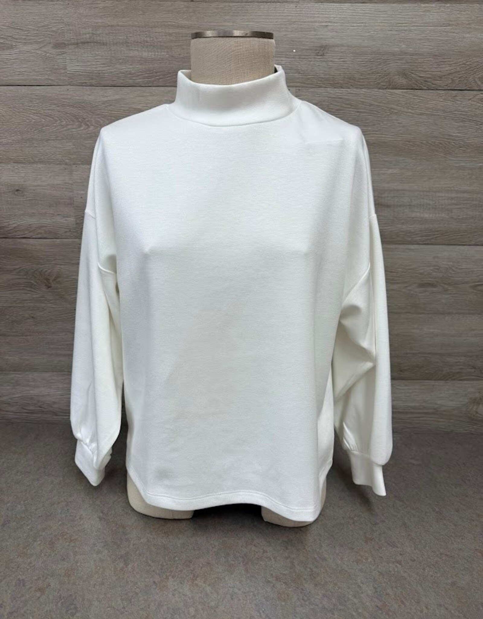 Picadilly Picadilly Off White Mock Neck Top