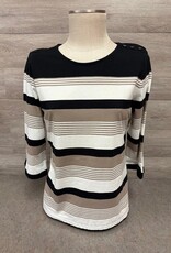 L.Hamrick L.Hamrick Ashwood Black 3/4 Sleeve Yarn Dyed Top