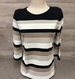 L.Hamrick L.Hamrick Ashwood Black 3/4 Sleeve Yarn Dyed Top