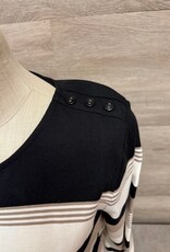 L.Hamrick L.Hamrick Ashwood Black 3/4 Sleeve Yarn Dyed Top