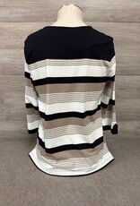L.Hamrick L.Hamrick Ashwood Black 3/4 Sleeve Yarn Dyed Top