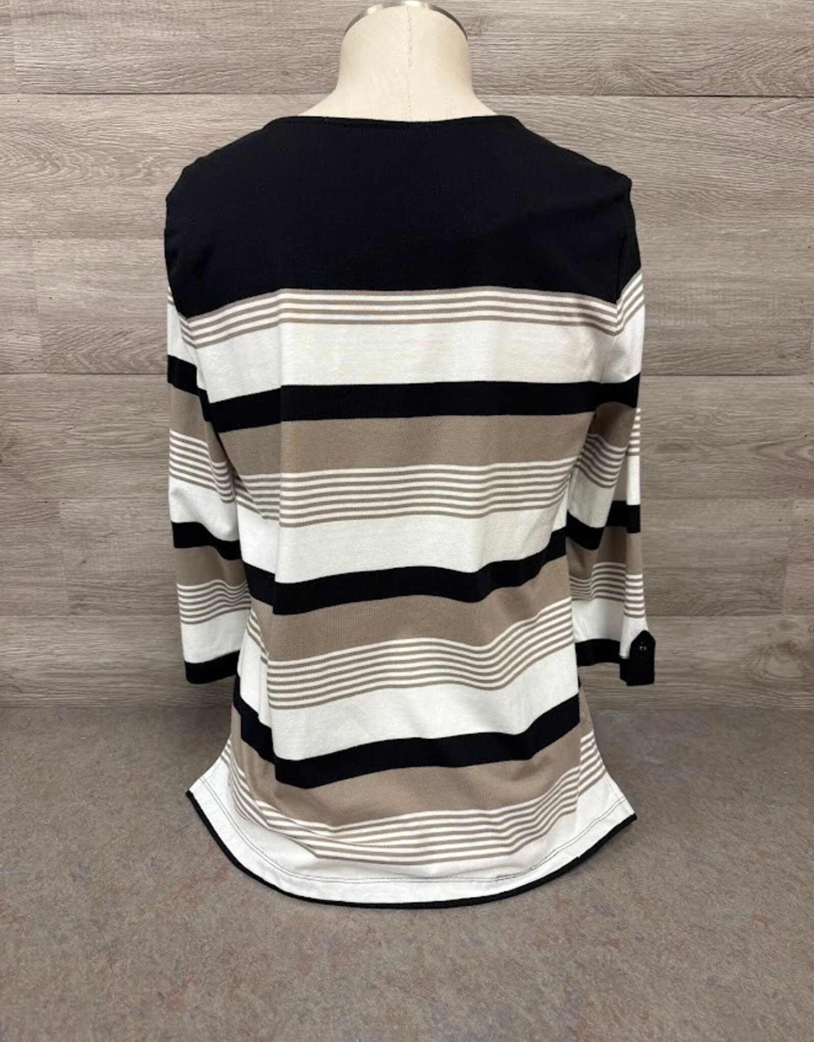 L.Hamrick L.Hamrick Ashwood Black 3/4 Sleeve Yarn Dyed Top