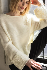 Olivia   Olivia Winter White Plush Texture Knit Sweater