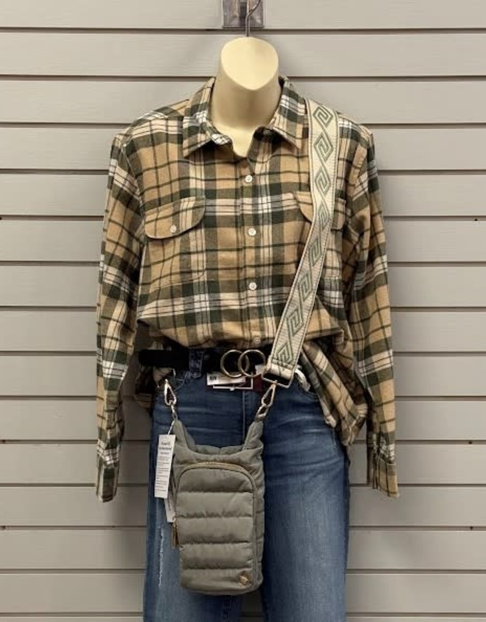 Keren Hart Keren Hart Green/Khaki Flannel Shirt BO