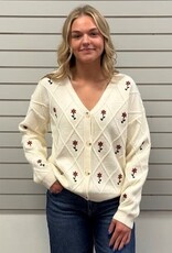 Hem & Thread Hem & Thread Flower Embroidered Button Down Sweater Cardigan LO