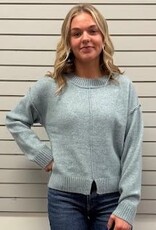 Hem & Thread Hem & Thread Front Bottom Slit Crew Neck Sweater Top LL