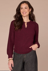 Democracy Democracy  Heather Wineberry L/S Mandarin Collar Knit Top LB