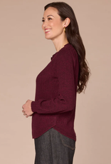 Democracy Democracy  Heather Wineberry L/S Mandarin Collar Knit Top LB