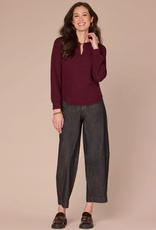 Democracy Democracy  Heather Wineberry L/S Mandarin Collar Knit Top LB
