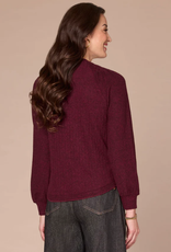 Democracy Democracy  Heather Wineberry L/S Mandarin Collar Knit Top LB