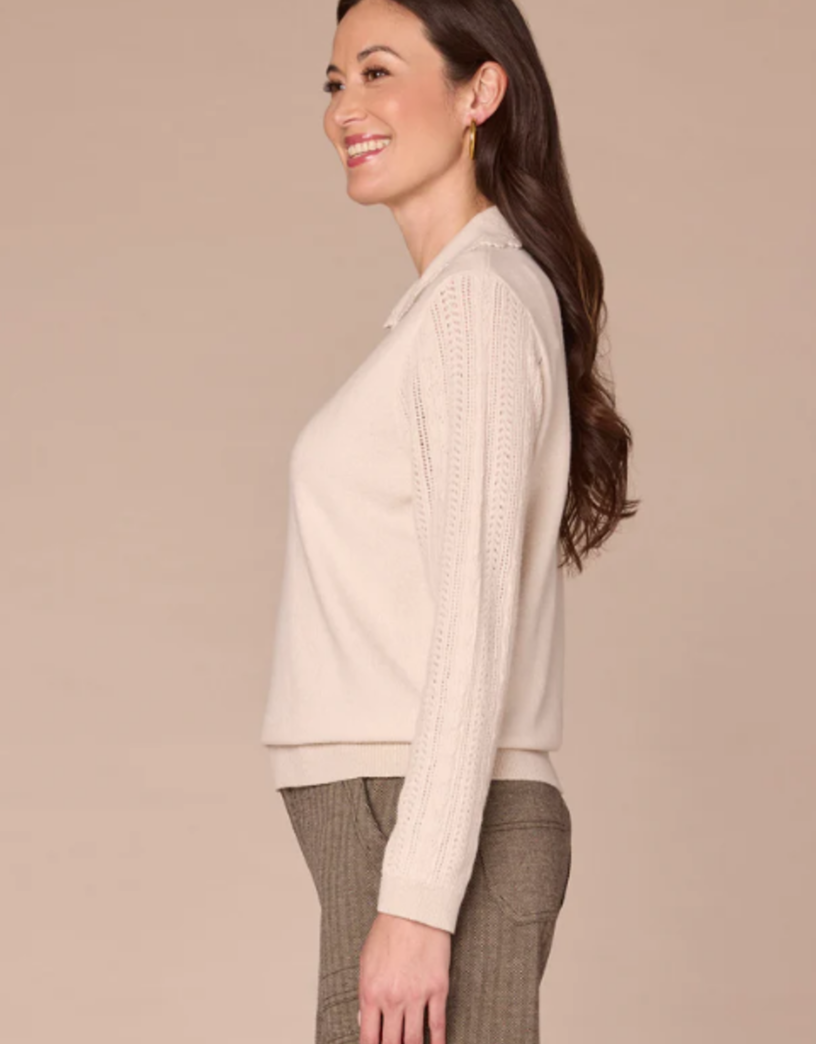 Democracy Democracy Ultra Navy L/S Crochet V Neck Sweater