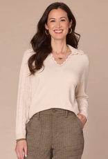 Democracy Democracy Ultra Navy L/S Crochet V Neck Sweater