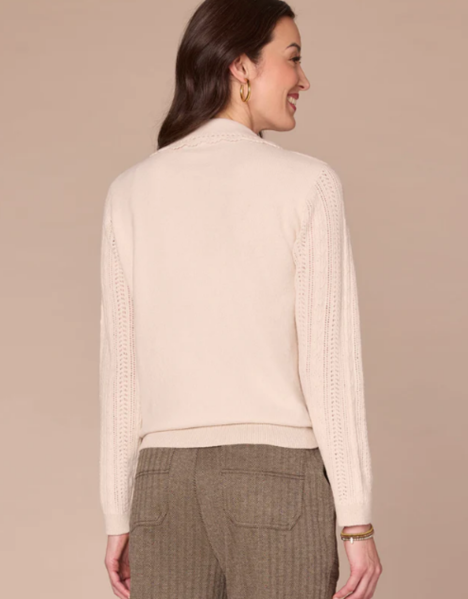 Democracy Democracy Ultra Navy L/S Crochet V Neck Sweater