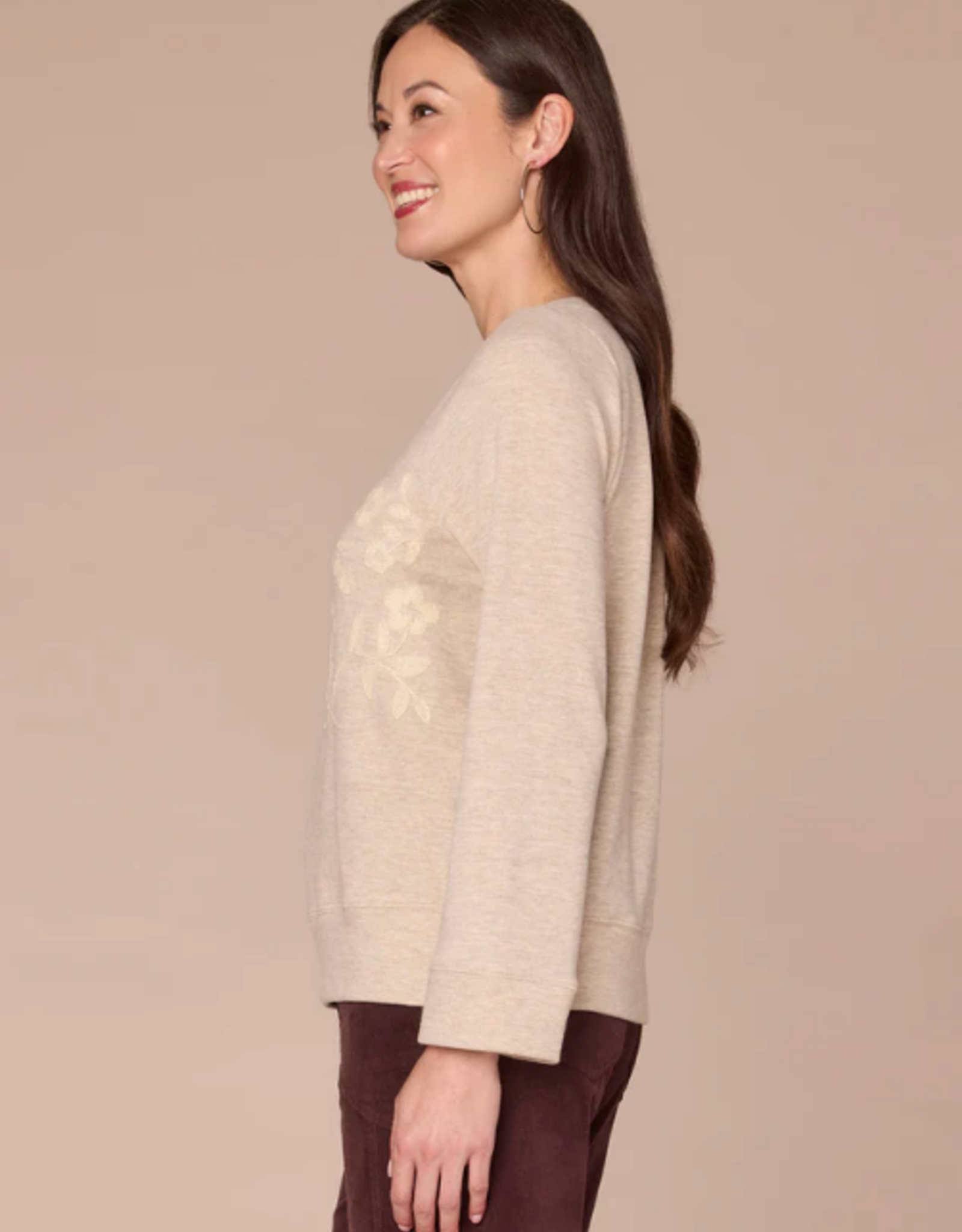 Democracy Democracy Heather Oatmeal Bell L/S Boat Neck Knit
