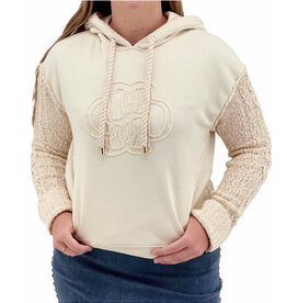 Democracy Democracy Natural L/S Mix Media Hoodie W/Ties