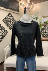 Trisha Tyler Trisha Tyler Black/Cream Wrap Collar Emb. Detail Sweater CO
