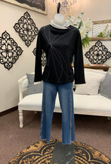Trisha Tyler Trisha Tyler Black/Cream Wrap Collar Emb. Detail Sweater CO
