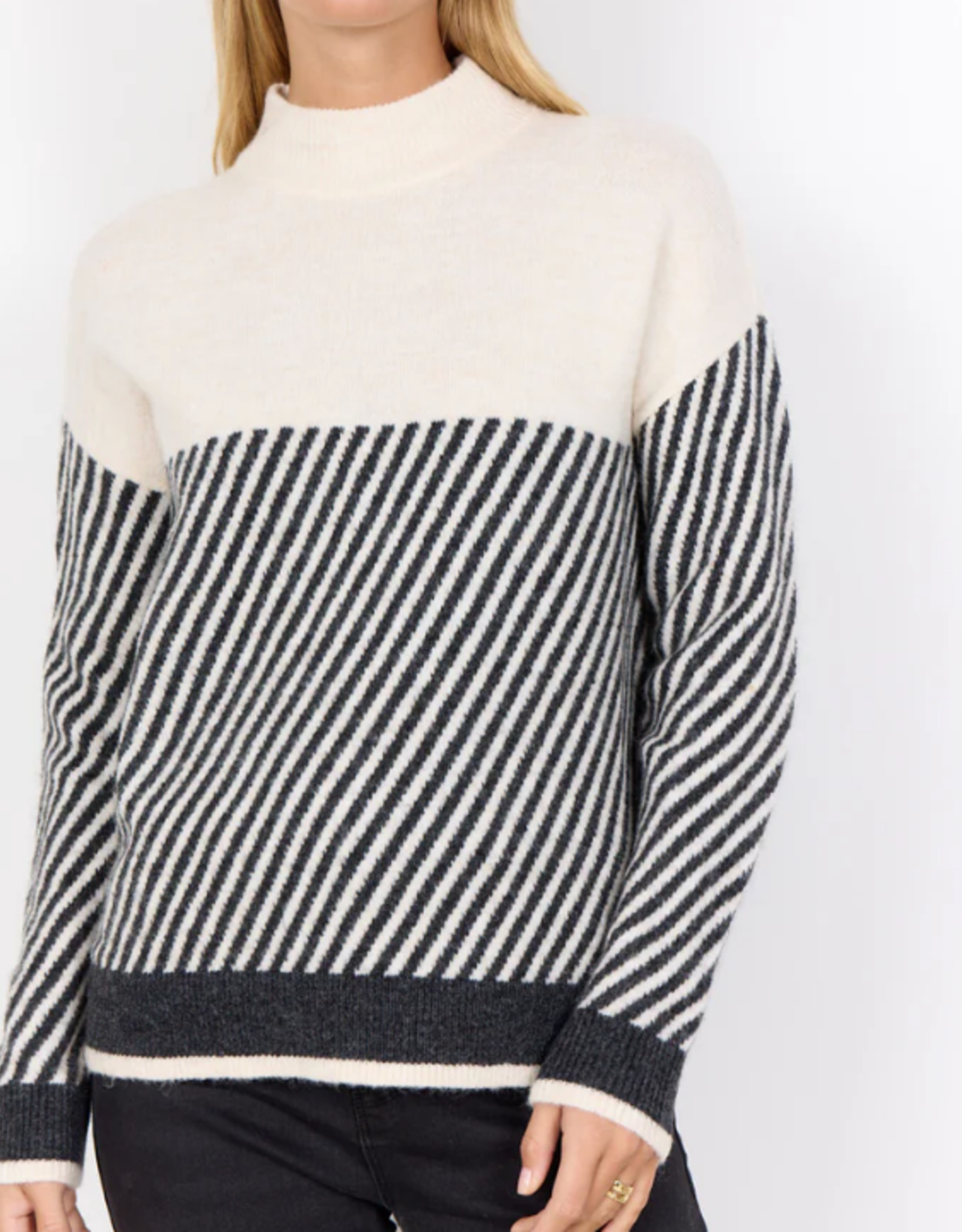 Soya Concept SOYA CONCEPT 33688 Nessie Cream/Charcoal Stripe Sweater CR