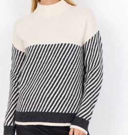 Soya Concept SOYA CONCEPT 33688 Nessie Cream/Charcoal Stripe Sweater CR