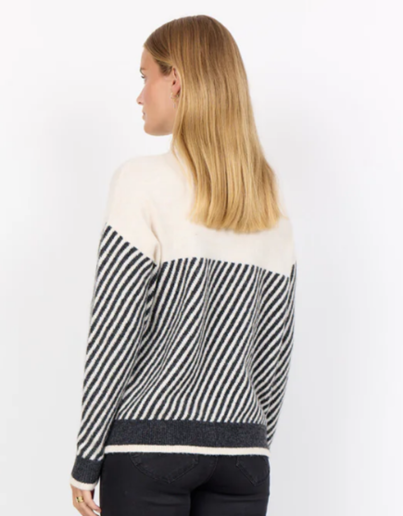Soya Concept SOYA CONCEPT 33688 Nessie Cream/Charcoal Stripe Sweater CR