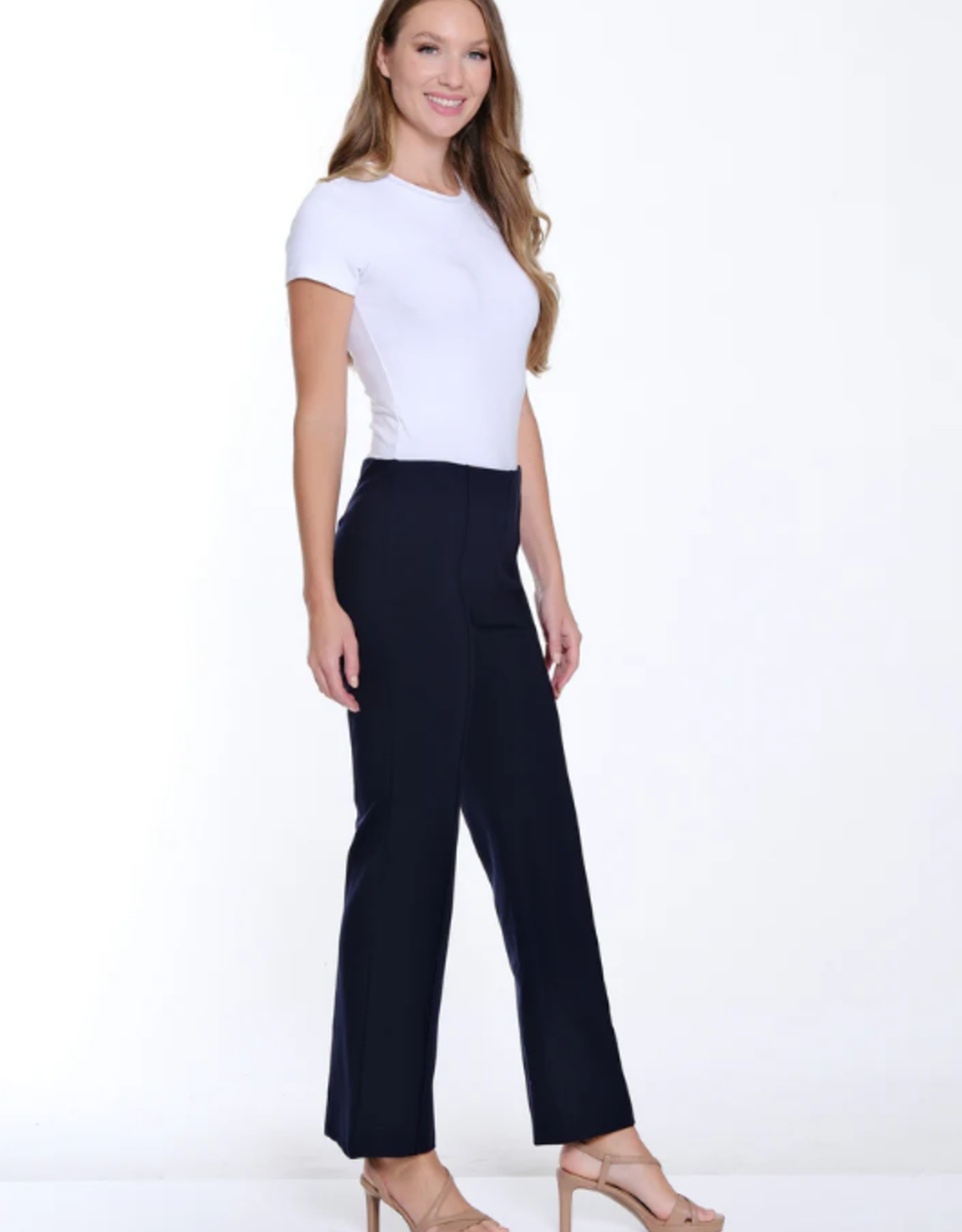 Multiples Multiples 35707PM Black Elastic No Waist Pintuck Flare Leg Ankle Pant AC