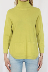 Metric Knits Metric Knit 32560 Olive T-Neck L/S Rounded Hem w/Pockets Sweater CC