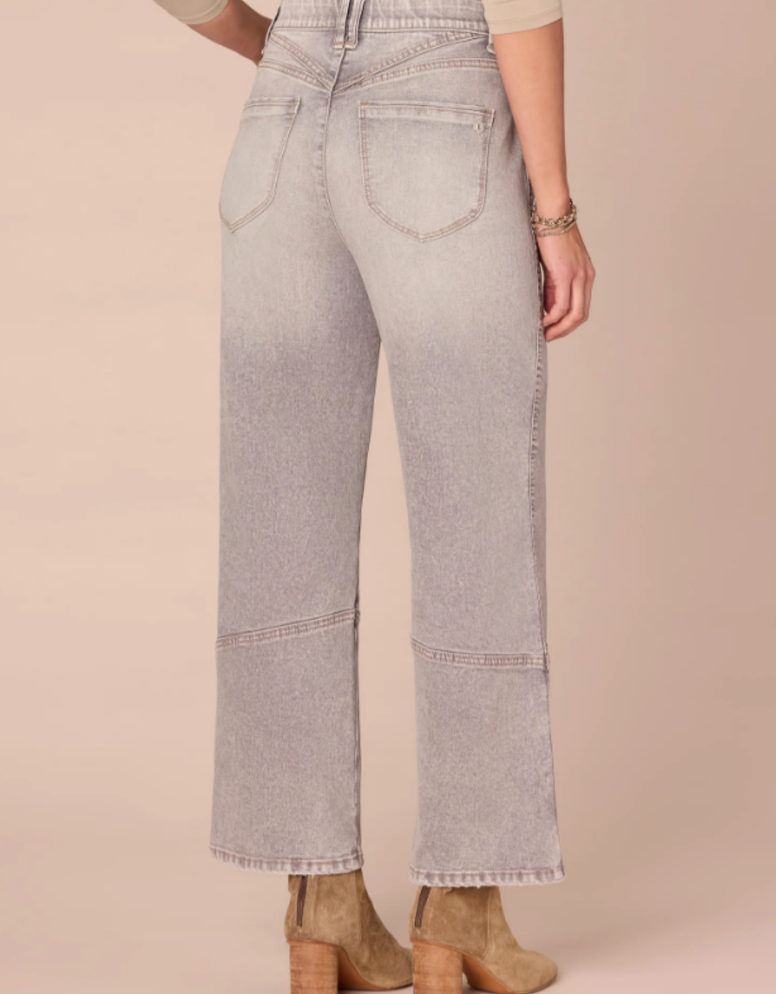 Democracy Democracy Lt. Grey Skyrise Relaxed Straight Leg w/Seams Jeans AA