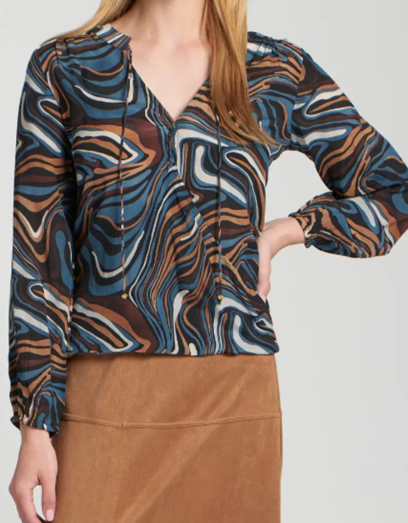 APNY APNY Moca Multi V-Neck w/Drawstring Top