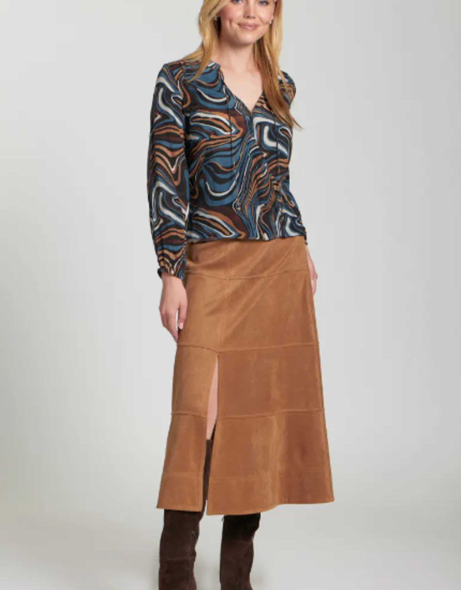 APNY APNY Moca Multi V-Neck w/Drawstring Top